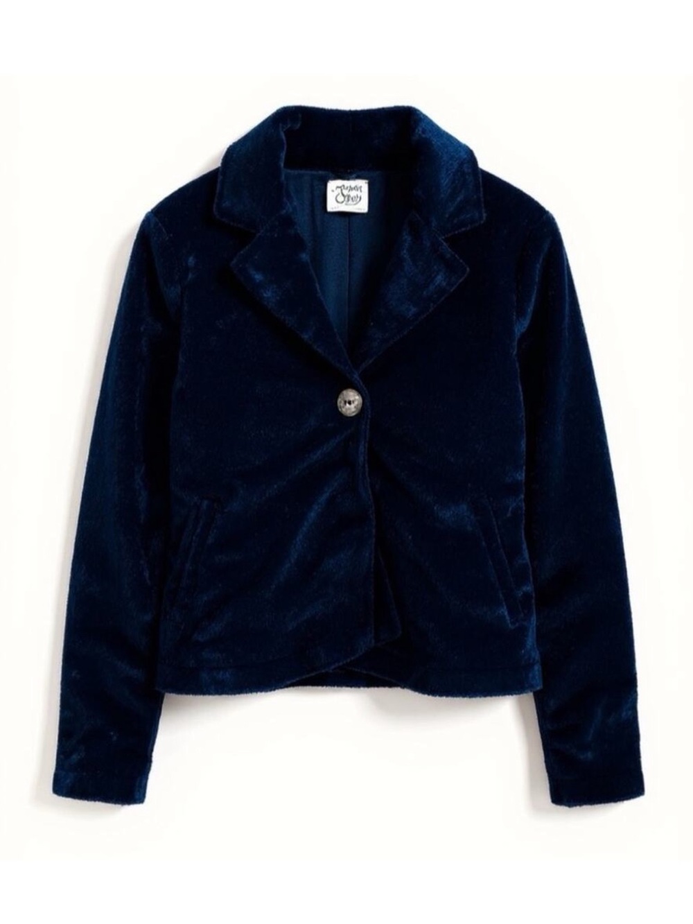 Margaret O’Leary Women’s Sz L Navy Blue Black Chenille Cardigan Sweater USA Made